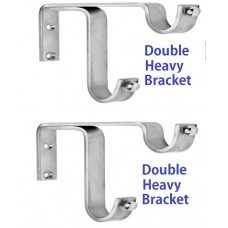 Ddrapes - 2  Strong  Double SS Bracket for 2 25MM Curtain Rod 